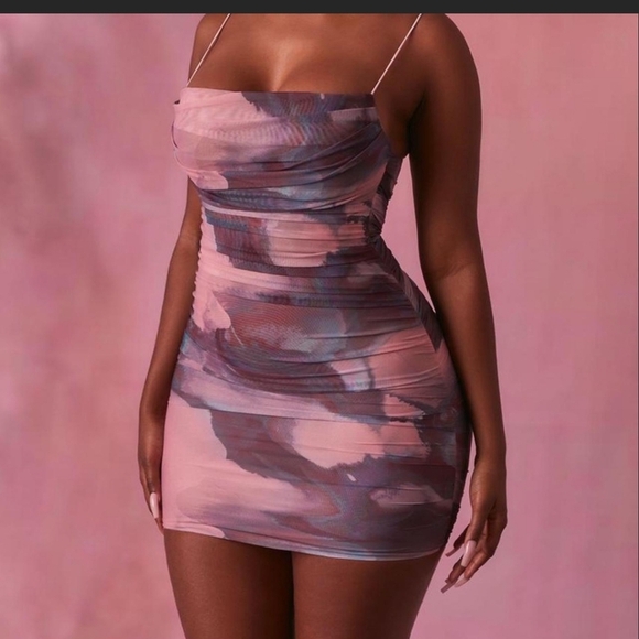 OH POLLY Pink Patterned Dress - Picture 1 of 4